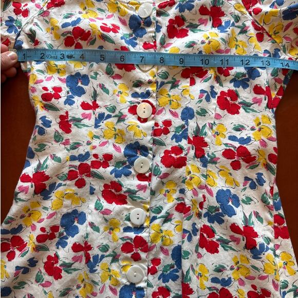 Rixo Floral Puff Sleeve Mini Dress Linen Blend Button Down Size 0 - Picture 5 of 8